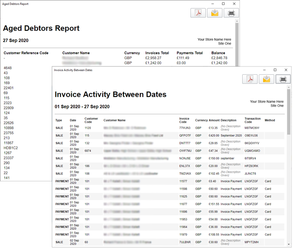 Produce Reports such as Aged Debtors.